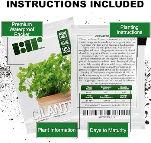 500+ Cilantro Seeds for Planting - Heirloom Non-GMO USA Grown Herb Seeds in Premium Protective Packaging - AKA Coriander, Chinese Parsley, Coriandrum Sativum - by RDR Seeds - Image 3