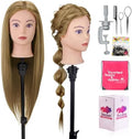 28" Mannequin Head Human Hair, 80% Real Hair Mannequin Head, Cosmetology Manikin Doll Head for Hair Styling Set #27, Training Practice Braiding Head with Table Clamp Suitable for Hair Extensions by NeverlandBeautyHealth
