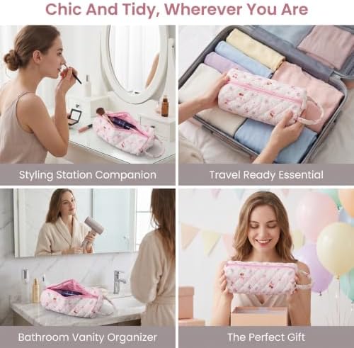Pink Cherry Hair Tools Travel Bag,Portable Heat-Resistant Organizer - Image 7