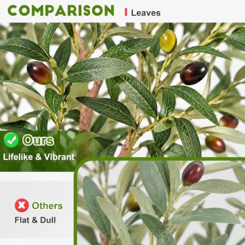 7ft Artificial Olive Tree with Tall Exquisite Planter Realistic Faux Olive Tree with Thick Trunk and Lifelike Leaves - Large Fake Olive Tree for Home Living Room Office Decor - Image 6
