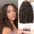 Chocolate Brown Burmese Curly Crochet Human Hair 250g Knotless Pre-Separated Feather Crochet Human Hair Bundles 22inch Invisible 200 Strands Reusable Human Crochet Hair for Black Women 4# by EINbeauty