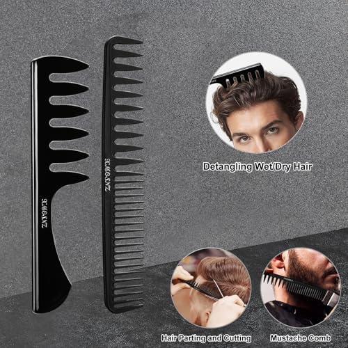 8pcs Hair Comb for Men Curly Hair Brush, Quiff Roller Brush for Adding Volume, Vent Brush Texture Comb Men Styling Comb Wide Tooth Design for Unique Styles at Salon or Home - Image 6
