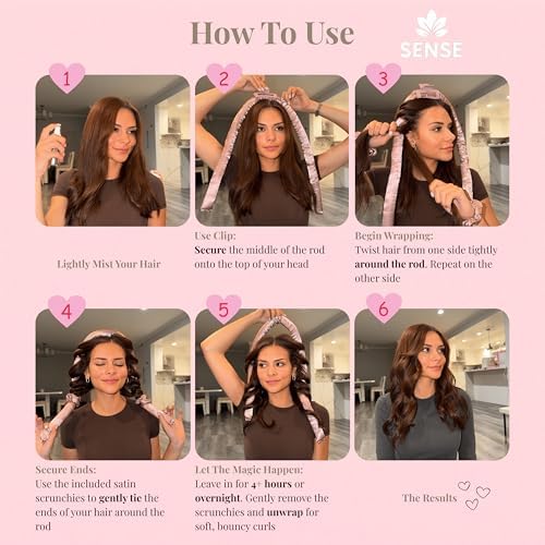Heatless Curls Overnight Kit, 39" Satin Curling Rod – Frizz-Free No-Heat Waves for Long Hair, Comfortable to Sleep In, Includes 2 Scrunchies & Claw Clip (Lilac) - Image 2