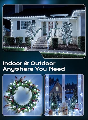 2 Pack 88FT 110 LED C9 Christmas Lights Outdoor White Christmas Lights - Image 7