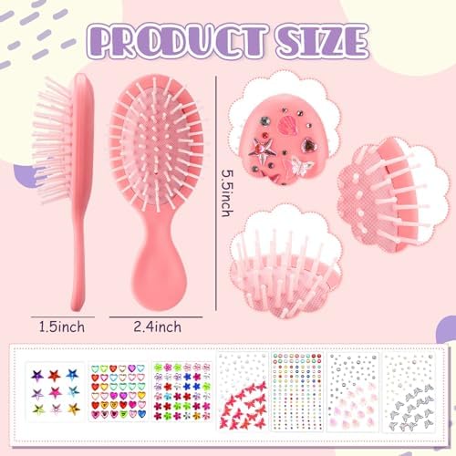 12 Sets Hair Brush Decorating Kit, 5.5" Mini Hair Brush - Image 2