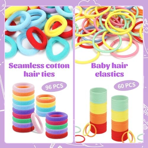 940Pcs Cotton Hair Accessories Set with Bow Clips, Rubber Bands, Elastic Holders, and Organizer Box for Girls and Toddlers - Image 4