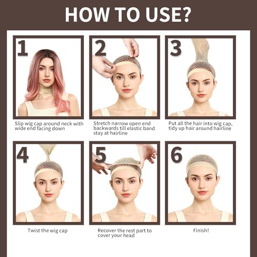 Fandamei Wig Cap, Hair Net for Wig, 30 CM Large Mesh Wig Cap for Long Hair for Women, Nylon Hair Net Non Slip for Halloween Rave Party Cosplay-Light Brown 2 PCS - Image 6