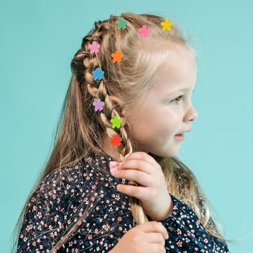Mini Flower Hair Clip Flower Clips,Colorful Mini Hair Claw,for Women, Girls,Baby, Toddler Bangs Strong Grip Small Tiny Rainbow Hair Clips (50, Assorted) - Image 3