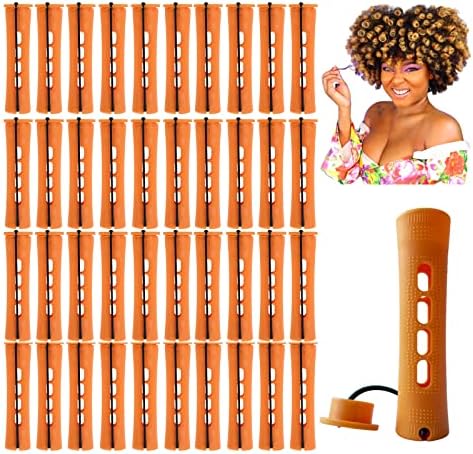 Perm Rods Large Hair Rollers for Natural Long Short Hair Styling Tool Hair Curlers Dark Orange Color by RJMBMUP