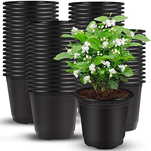 Augshy 150 Pcs 4" Black Plastic Plants Nursery Pot,Seed Starting Pots by Augshy