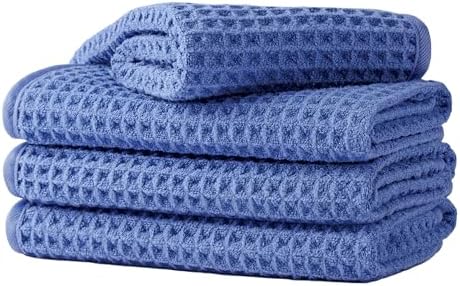 Microfiber Waffle Face Towels, 4 Pieces, Soft, Absorbent, Fast Drying, Lint Free 430 GSM (Dark Blue) by Unknown