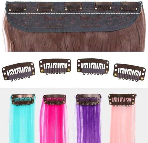 MUIIGOOD 25Pcs Hairpieces Snap Clips U Shape Wig Clips for Hair Extensions Making Wig Accessories Set Tools (Brown) - Image 4