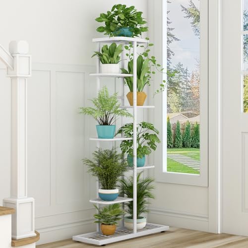 LINZINAR 7 Tier Plant Stand Indoor Outdoor Metal Flower Pot Display Shelf - Image 4