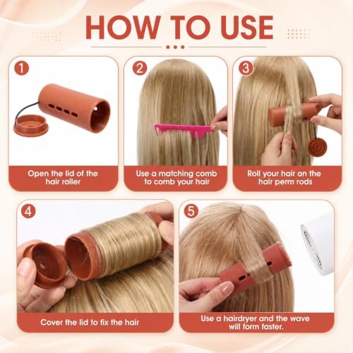 WILLBOND 24 Pcs Large Perm Rods Plastic Hair Rollers, Brown, Jumbo - Image 3