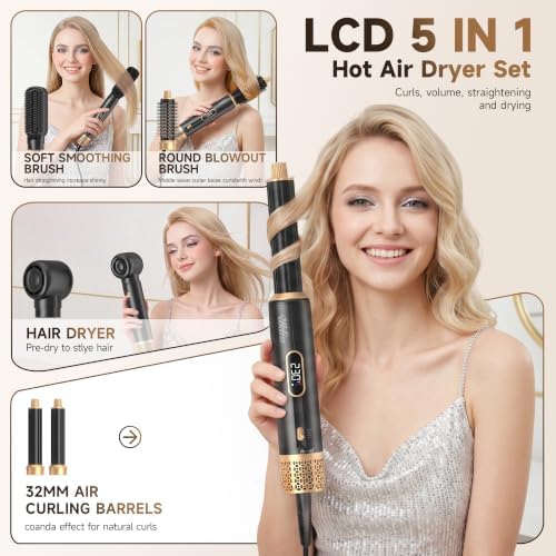 Ukliss Blow Dryer Brush,5 in 1 Hair Dryer Brush Upgrade Hot Air Brush - Image 2