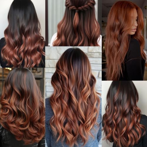 Colored Hair Extensions Clip in Synthetic Coffee Hairpieces 14 PCS - Image 6