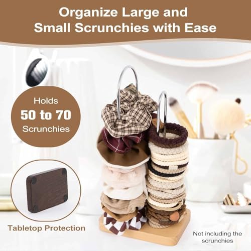 SCUNDA 2-Tier Hair Tie Organizer, Modern Scrunchies Storage Tower Holds 50-70 Hair Accessories, Claw Clip Holder, Fashion Countertop Display Stand for Women & Girls(Natural) - Image 2