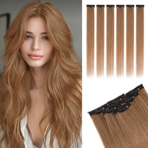 Rich Choices Real Human Hair Clip In Extensions-6 Pcs Single Clip Design-100% Remy Hairs Invisible Clip in Extensions for Thin Hair-Seamless Hairpieces for Women/Men-16 Inches #6 Light Brown by RichChoices
