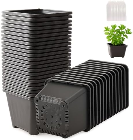 50 Packs Square Nursery Pots for Plants 3.5 Inch Seedling Pots with Holes by Unknown