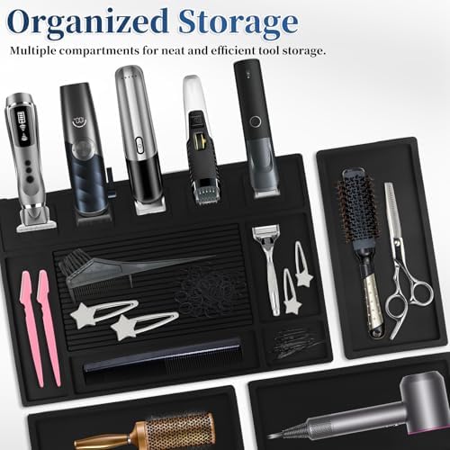 Magnetic Barber Mat for Clippers, Station Organizer with 5 Magnets - Image 4