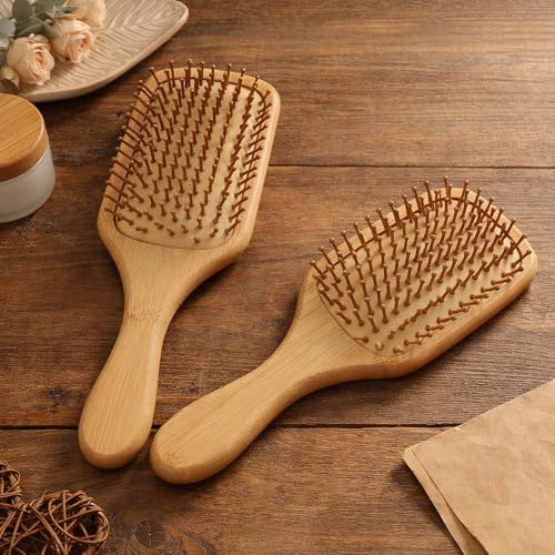 10 Pack Bamboo Hair Brushes Bulk, Wooden Paddle Detangling Brushes - Image 7