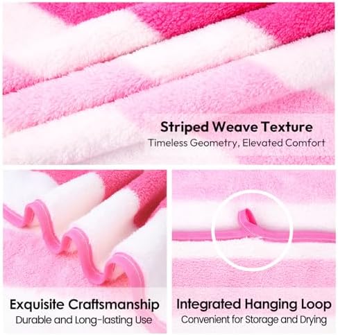 JML Microfiber Bath Towels, 2 Pack, 30" x 60", Cabana Stripe Pink - Image 3