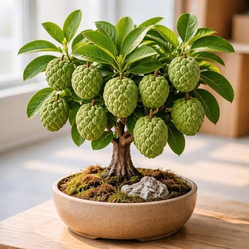 Sugar Apple Bonsai Seeds (5 Seeds) – Annona Squamosa Fruit Tree Seeds for Bonsai Growing, Exotic Tropical Sugar Apple Plant Seeds for Indoor & Outdoor Gardening by CZGrain