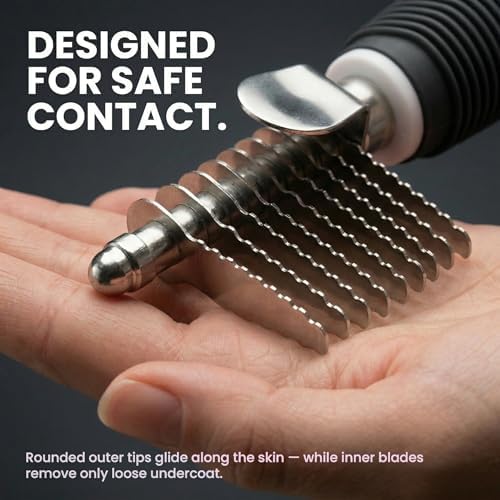 Poodle Dematting Fur Rake Comb Brush for Dogs and Cats - Long 2.5" Steel Safety Blades Metal Comb for Detangling Matted or Knotted Undercoat Hair - Image 6