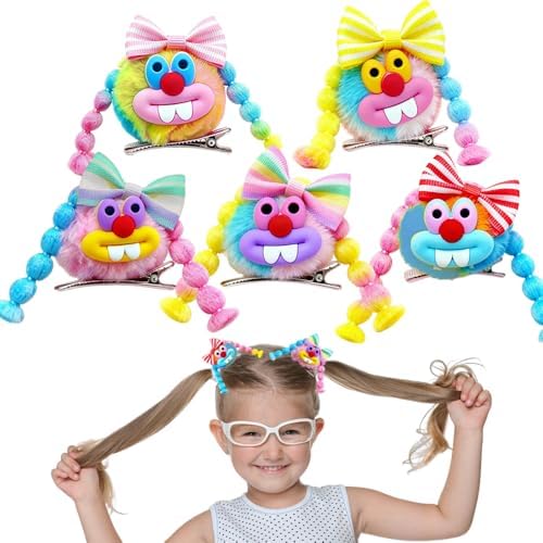 MIUPOO Fluffy Pom Poms Hair Clips,Crazy Hair Day Accessories for Girls,Quirky Little Monster Barrettes,Plush Duckbill Hairpins Hair Barrettes,Party Modeling Hair Accessories,5 Pieces. by WelcometoMIUPOO
