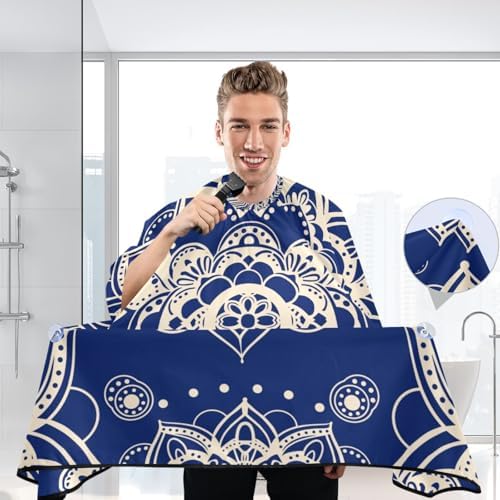 ALAZA Blue Mandala Barber Cape for Men Women, Waterproof Haircut Apron Beard Shaving Bib Hair Cutting Cloth 55 x 65 Inch - Image 7