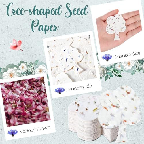 Dunzoom 50 Pcs Plantable Seed Paper Tags Wildflower,Tree Shape - Image 4