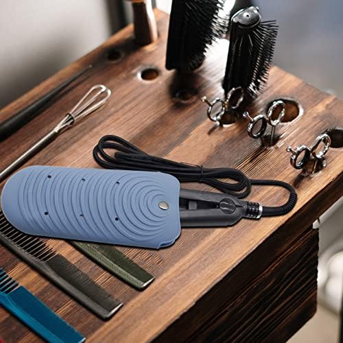 Heat Insulating Silicone Mat Pouch for Hair Styling Tools, Curling & Flat Irons Anti-Slip Travel Cover, Small Portable Straightener Pad for Curler Wands Storage, Hot Waver (Blue) - Image 6