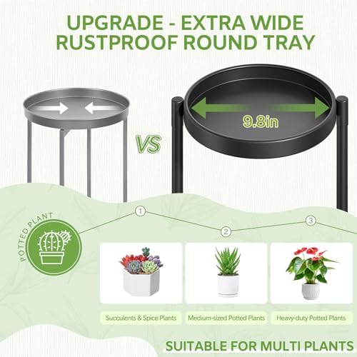 5 Tier Large Plant Stand with Garden Tools, 10 Inch Tray, Black - Image 3