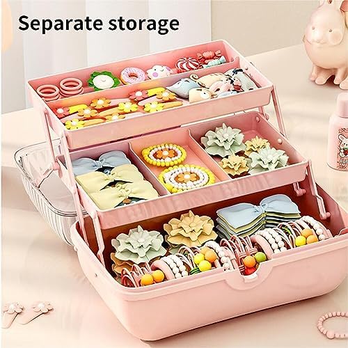 Cute Hair Accessories Organizer 3-Layers Kids Jewelry Storage Box Plastic Hair Accessories holder for Girls (Purple, 10.8 x 5.7 x 5.9 Inch) - Image 5