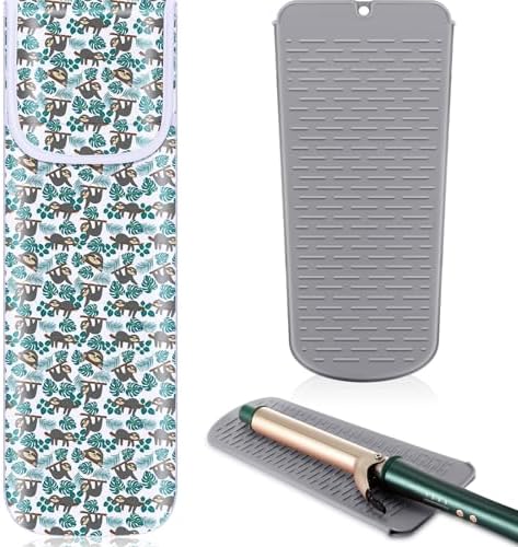 Shappy 2 Pcs Heat Resistant Curling Iron Flat Iron Travel Case,Sloth by Shappy