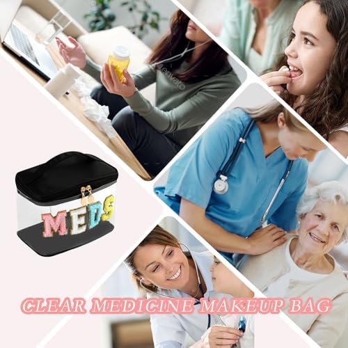uekeboag Chenille Letter MEDS Clear Medicine Makeup Bag(04Black) - Image 5