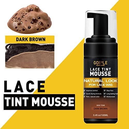 Lace Tint Melting Mousse for Wigs, Toupees, and Hairpieces - Natural Finishing Color and Glue Tool Set (Dark Brown) - Image 3