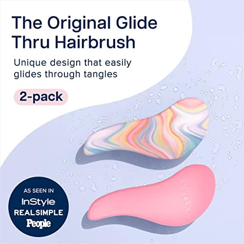 Crave Naturals Glide Thru Detangler Brush Pack of 2 - Curly Hair Brush for Women and Kids - Wet and Dry Comb for Adults - Soft Flexible Bristles for Gentle Use - Pink and Soft Hazy Swirl - Image 2
