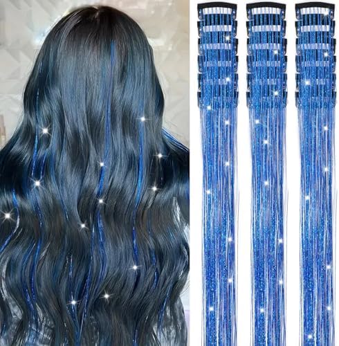 18 Pcs Hair Tinsel Clip in, Glitter Tinsel Hair Extensions Clip in by Nielp