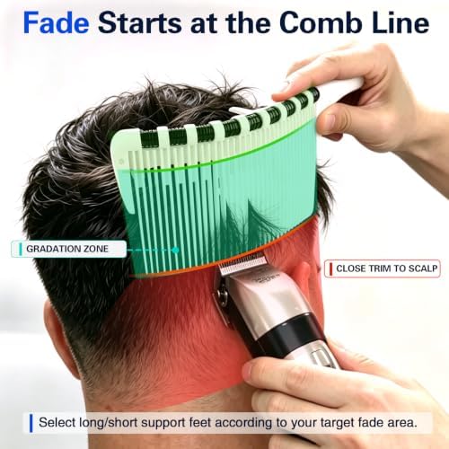 Bendable Hair Cutting Guide Comb for Men, Flexible Fade Guide with Detachable Positioning Support Feet, Professional Barber & DIY Home Haircut Tool for Clippers and Scissors - Image 3