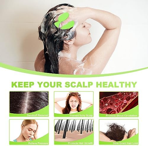 Meartchy Silicone Scalp Massager Shampoo Brush, Scalp Brush for Hair Growth & Dandruff Removal, Hair Scrubber Scalp Stimulator Exfoliator Brush with Soft Bristles for Wet Dry Scalp Care (Green) - Image 4