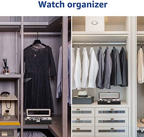 Watch-Box Organizer for Men and Women: Watch-Case Holder 6-Slot Watch Box Pu-Leather Watch-Display with Glass Window and Lock Black - Image 5