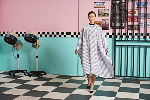 Professional Salon Cape Polyester Barber cape Hair Cut Cape,57”x66.8”,Black and White Stripes,C250023B-L - Image 5