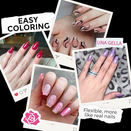UNA GELLA Short Coffin Nail Tips 216pcs/12 Sizes Soft Gel Tips - Image 3