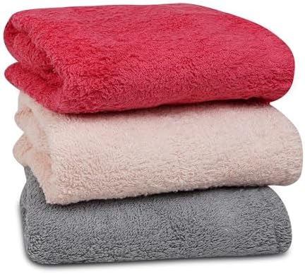 Textila 100% Cotton Hair Wrap Towels for Women, (Pack of 3 - Raspberry, Pink & Grey) Head Towel Cap, Cotton Hair Turban Towel Wrap for Long Curly Anti Frizz Hair, Soft and Absorbent Cotton Hair Towels - Image 5