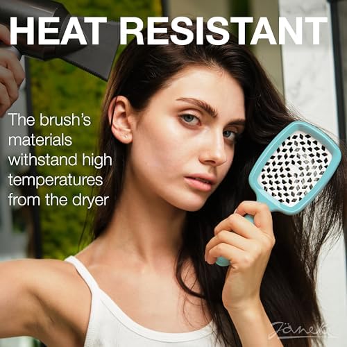 Janeke Original Patented Superbrush Detangler Brush Anti-static Hairbrush Easy For Wet or Dry Use Flexible with Nylon Bristle Great for All Hair Types - Long Thick Curly (Tiffany) - Image 4