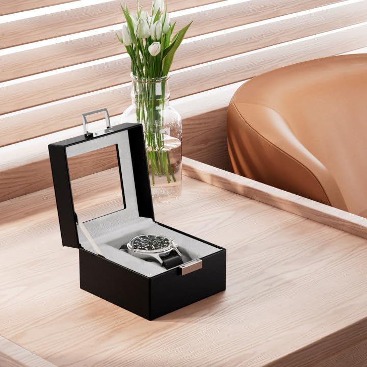 ProCase Watch Box, Single Mens Watch Display Case, 1 Slot, Black - Image 6