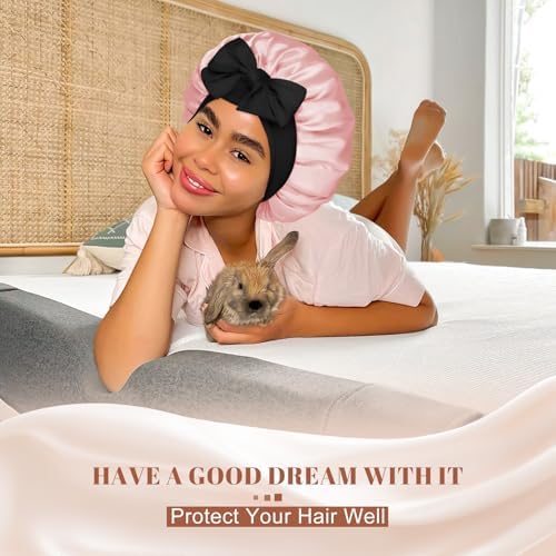 CHLINS Double Layer Satin Bonnet for Sleeping, Hair Bonnet for Curly Hair - Image 6