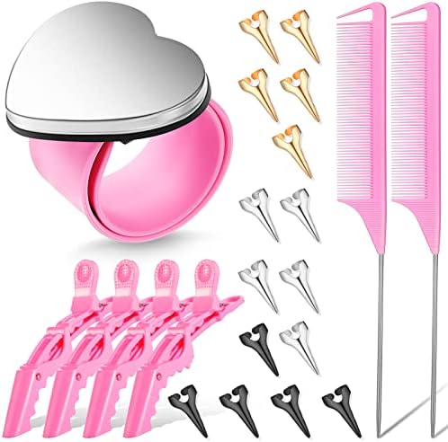 Patelai 22 Pcs Hair Braiding Tools with Magnetic Wrist Sewing Set, Pink by Patelai