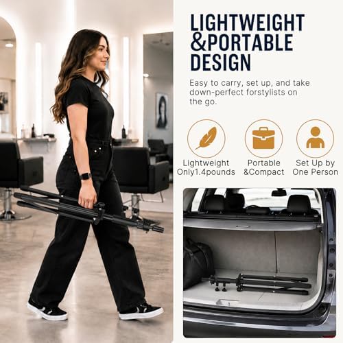 AliLeader 50 Inch Heavy Duty Wig Stand Tripod with Tray Adjustable Mannequin Head Stand Stainless Steel Wig Tripod Stand Wig Head Stand for Hairdressing Training (Mannequin Head Not Included) - Image 6